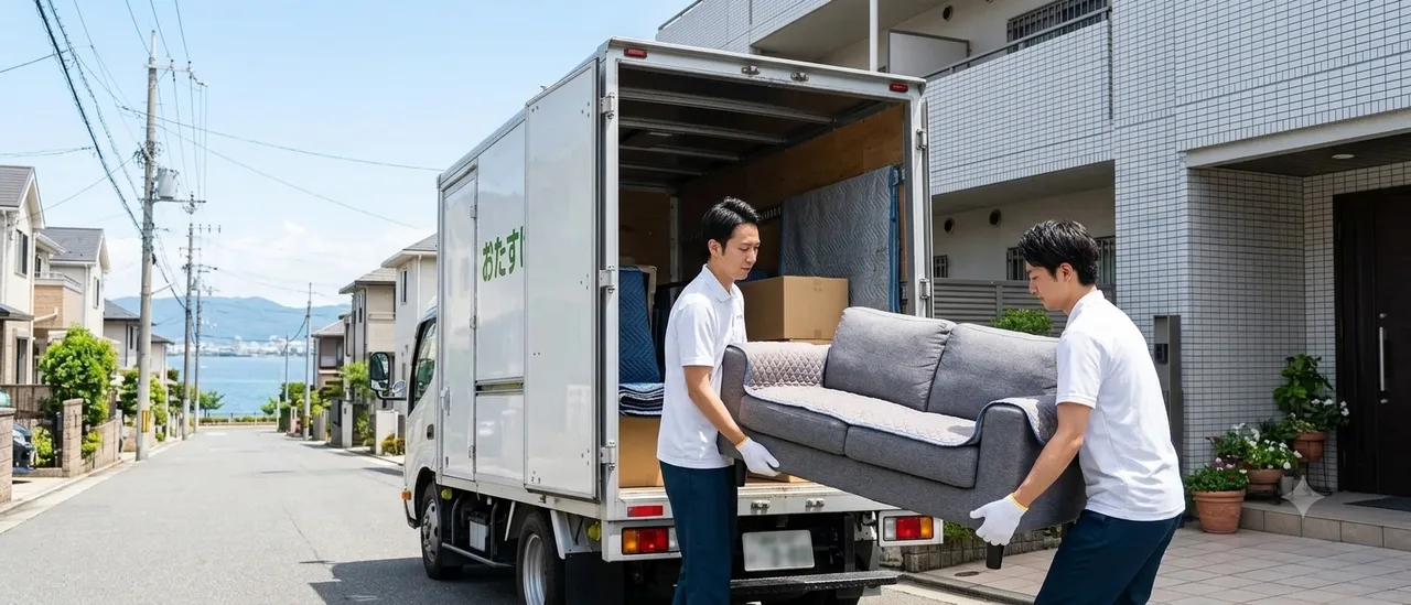 引越しに伴う不用品回収の作業風景(イメージ)