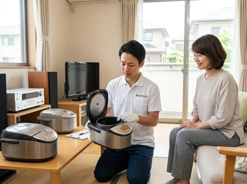 不用品をその場で査定するスタッフ(イメージ)